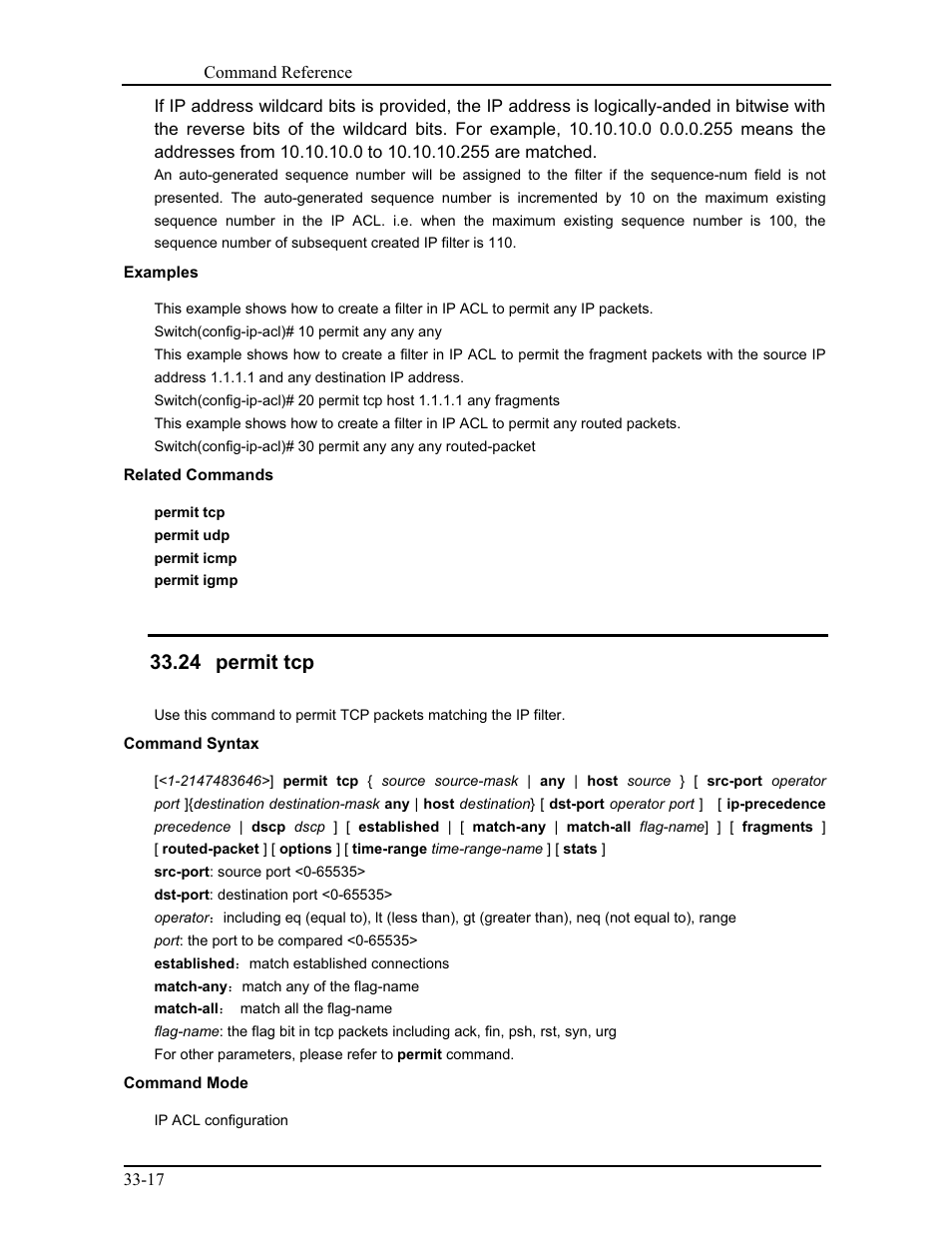 24 permit tcp | CANOGA PERKINS 9171 Command Reference User Manual | Page 608 / 782