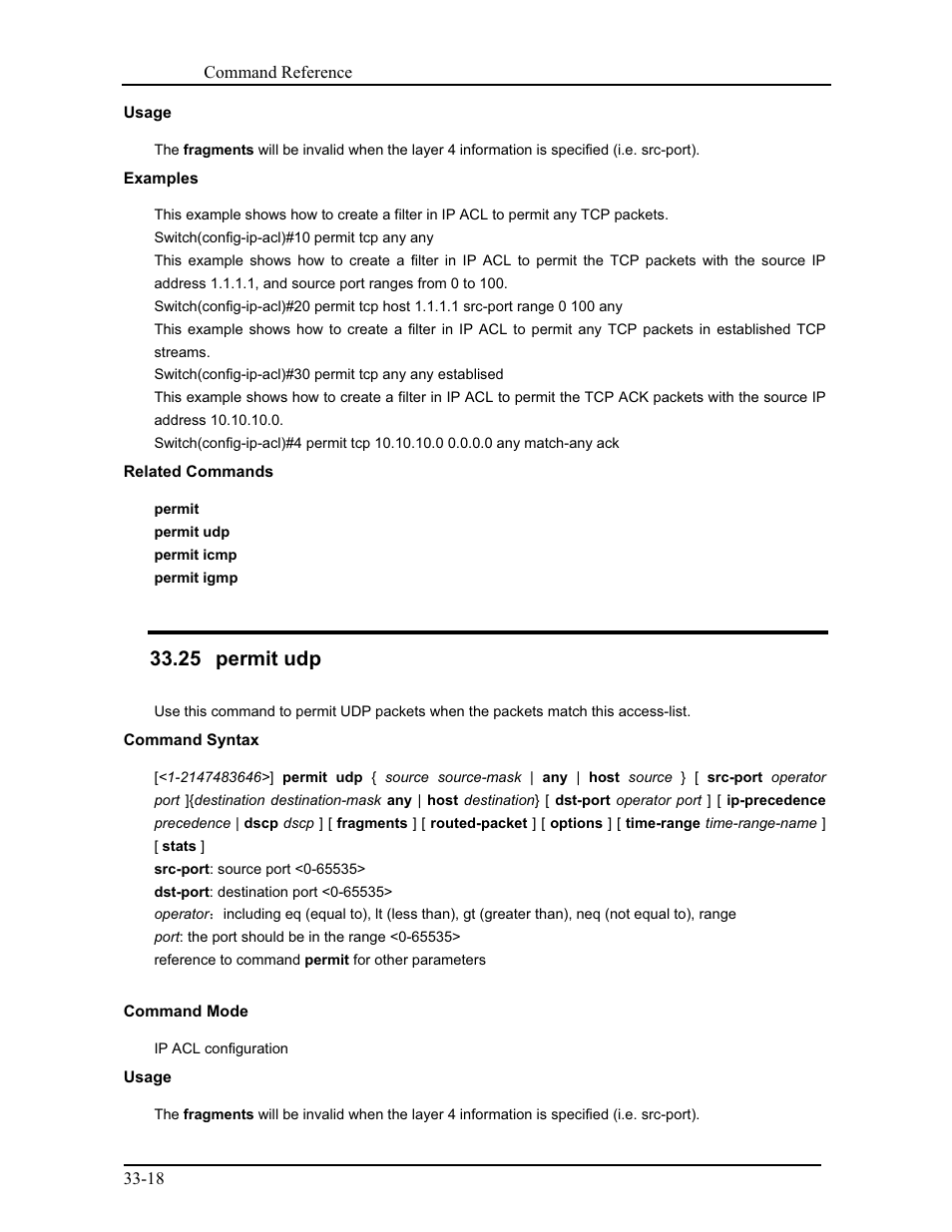 25 permit udp | CANOGA PERKINS 9171 Command Reference User Manual | Page 609 / 782