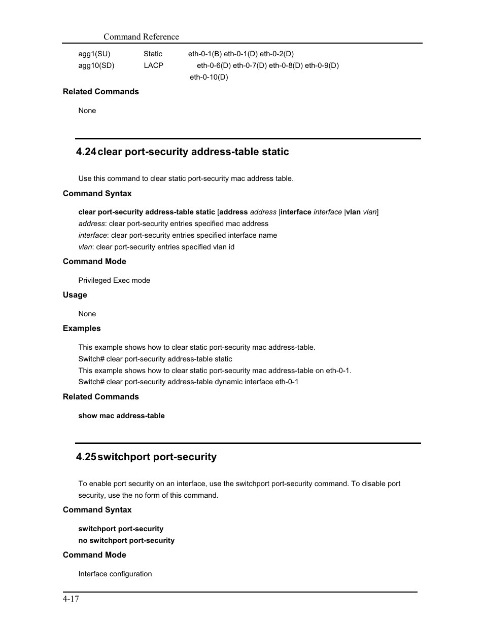 24 clear port-security address-table static, 25 switchport port-security | CANOGA PERKINS 9171 Command Reference User Manual | Page 61 / 782