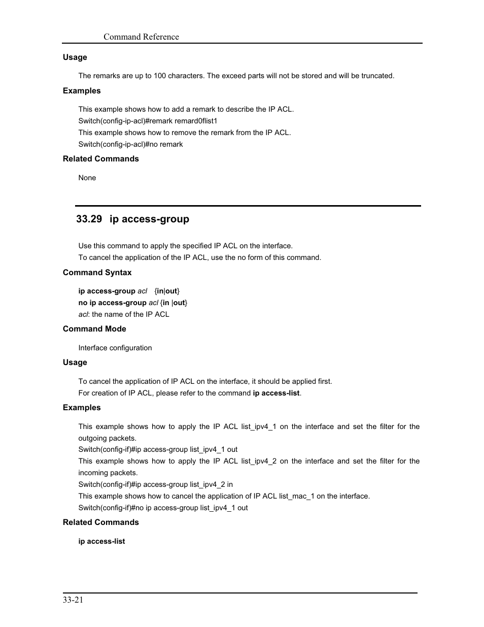 29 ip access-group | CANOGA PERKINS 9171 Command Reference User Manual | Page 612 / 782