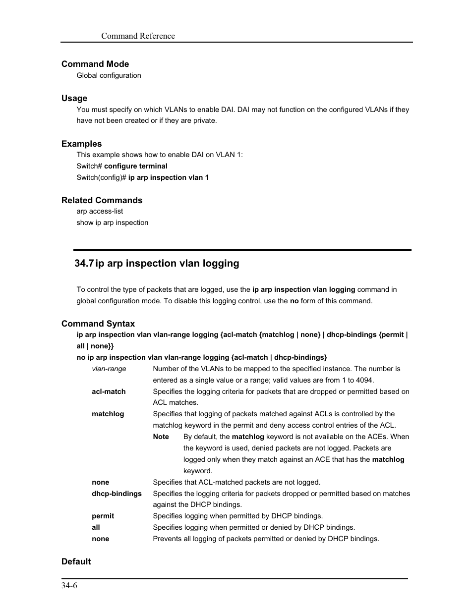 7 ip arp inspection vlan logging | CANOGA PERKINS 9171 Command Reference User Manual | Page 621 / 782