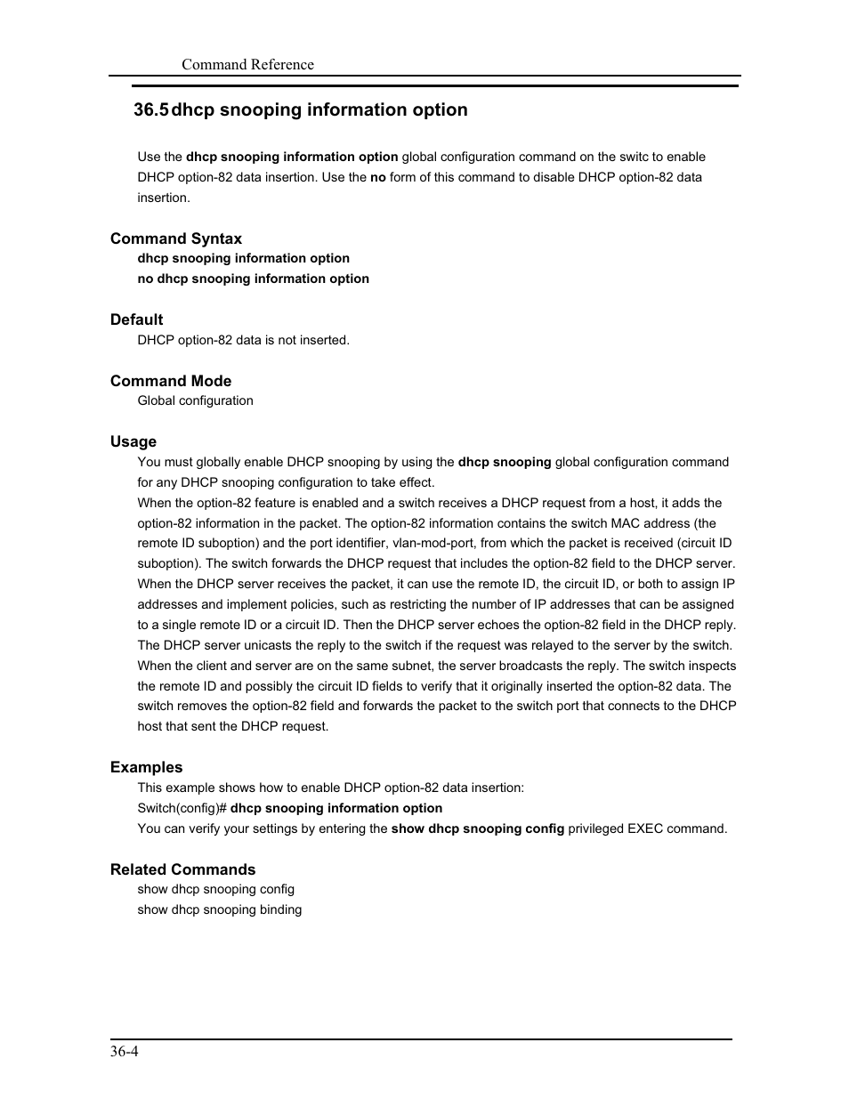 5 dhcp snooping information option | CANOGA PERKINS 9171 Command Reference User Manual | Page 631 / 782