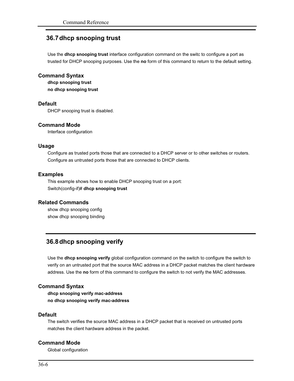 7 dhcp snooping trust, 8 dhcp snooping verify | CANOGA PERKINS 9171 Command Reference User Manual | Page 633 / 782