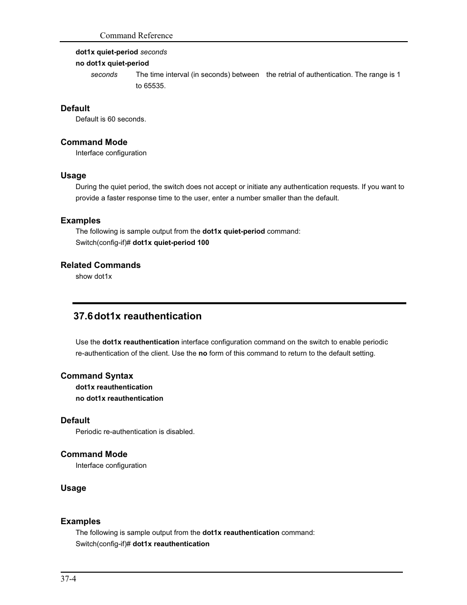 6 dot1x reauthentication | CANOGA PERKINS 9171 Command Reference User Manual | Page 641 / 782