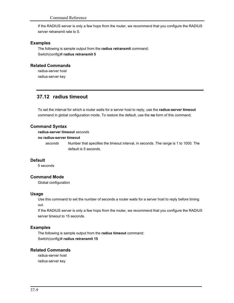 12 radius timeout | CANOGA PERKINS 9171 Command Reference User Manual | Page 646 / 782