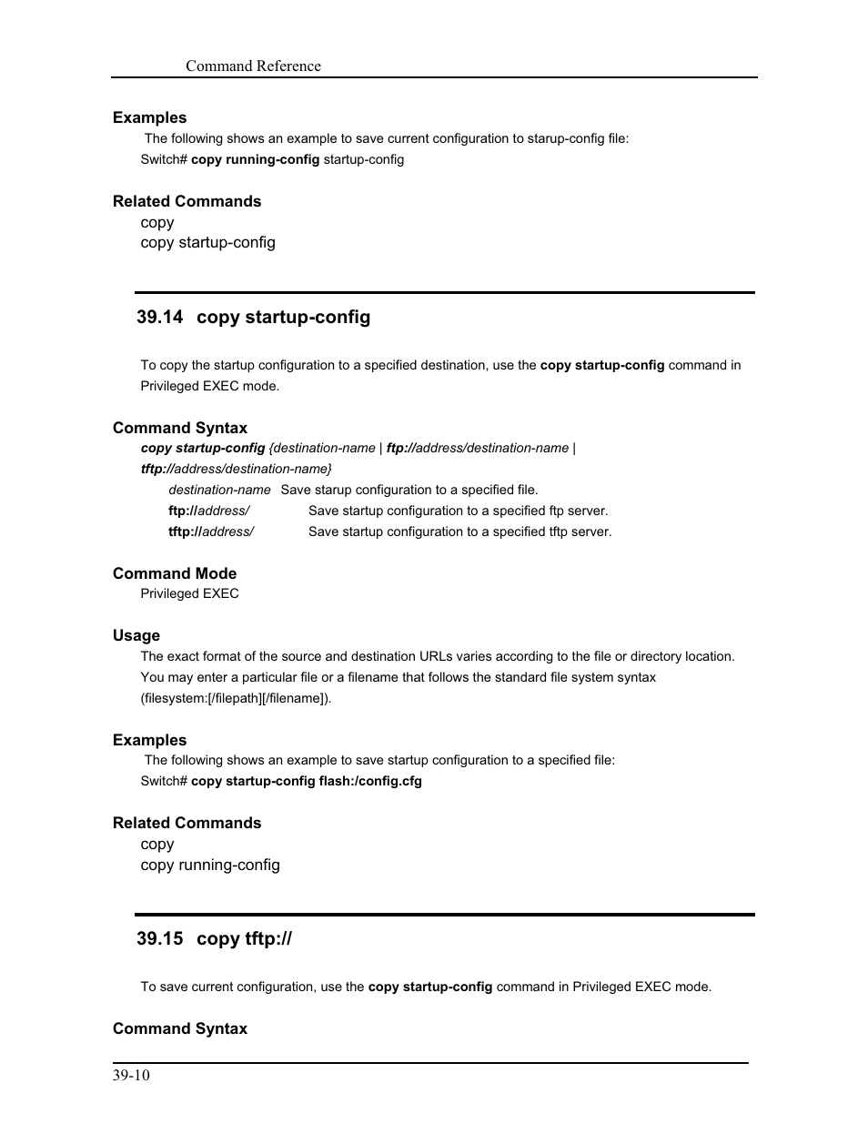 14 copy startup-config, 15 copy tftp | CANOGA PERKINS 9171 Command Reference User Manual | Page 663 / 782