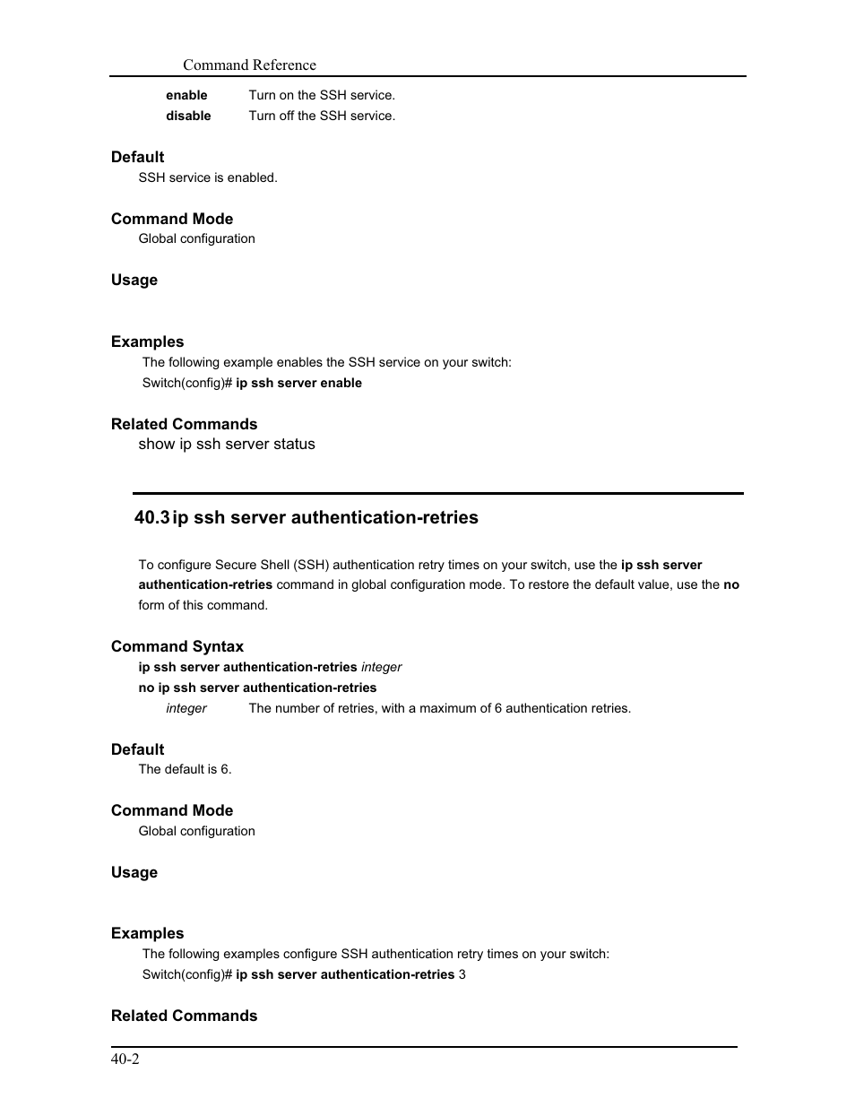 3 ip ssh server authentication-retries | CANOGA PERKINS 9171 Command Reference User Manual | Page 673 / 782