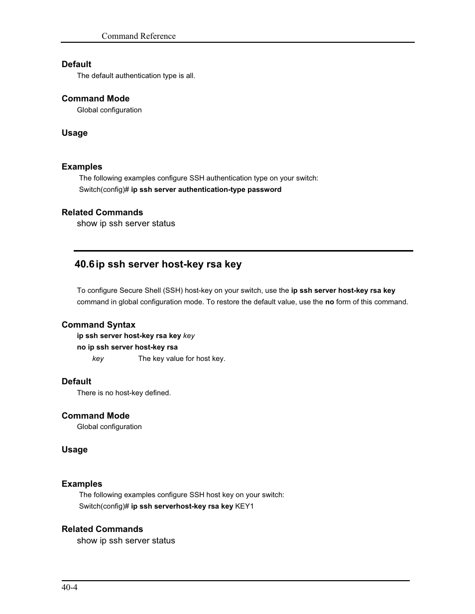 6 ip ssh server host-key rsa key | CANOGA PERKINS 9171 Command Reference User Manual | Page 675 / 782