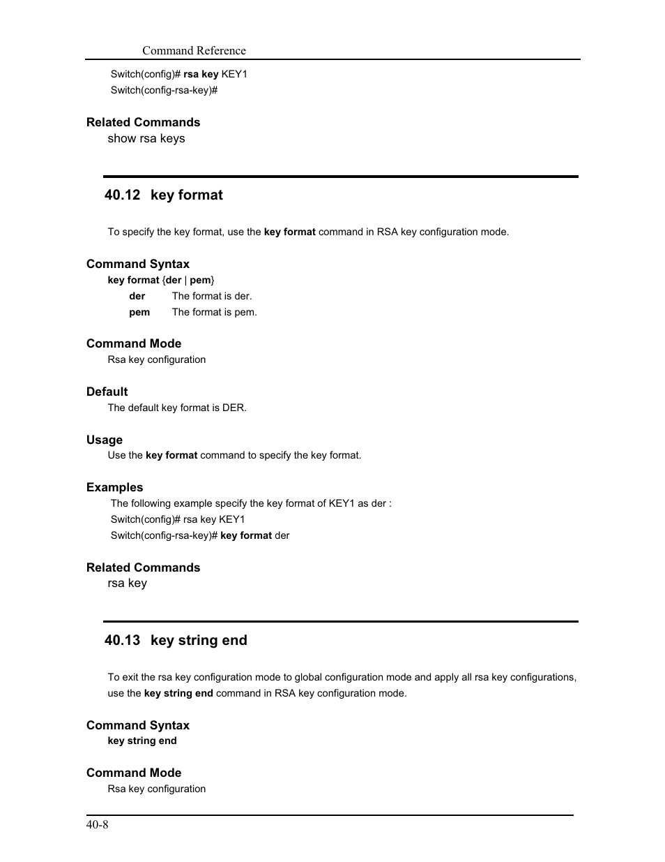 12 key format, 13 key string end | CANOGA PERKINS 9171 Command Reference User Manual | Page 679 / 782