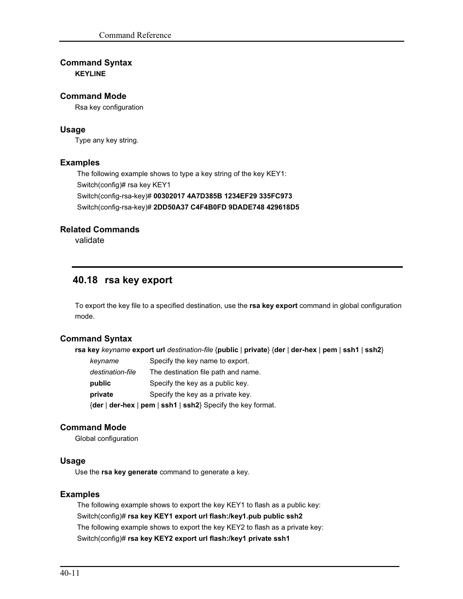 18 rsa key export | CANOGA PERKINS 9171 Command Reference User Manual | Page 682 / 782