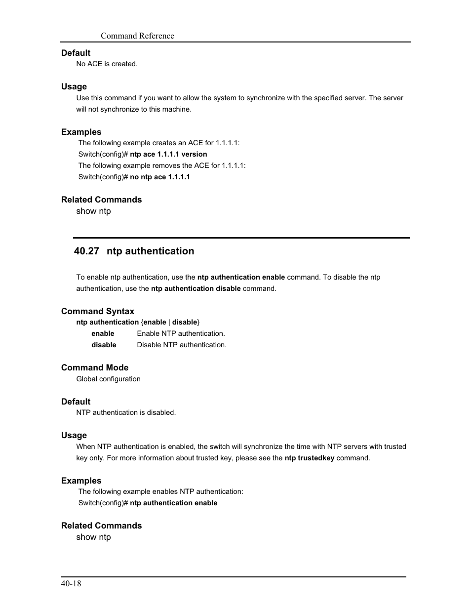 27 ntp authentication | CANOGA PERKINS 9171 Command Reference User Manual | Page 689 / 782