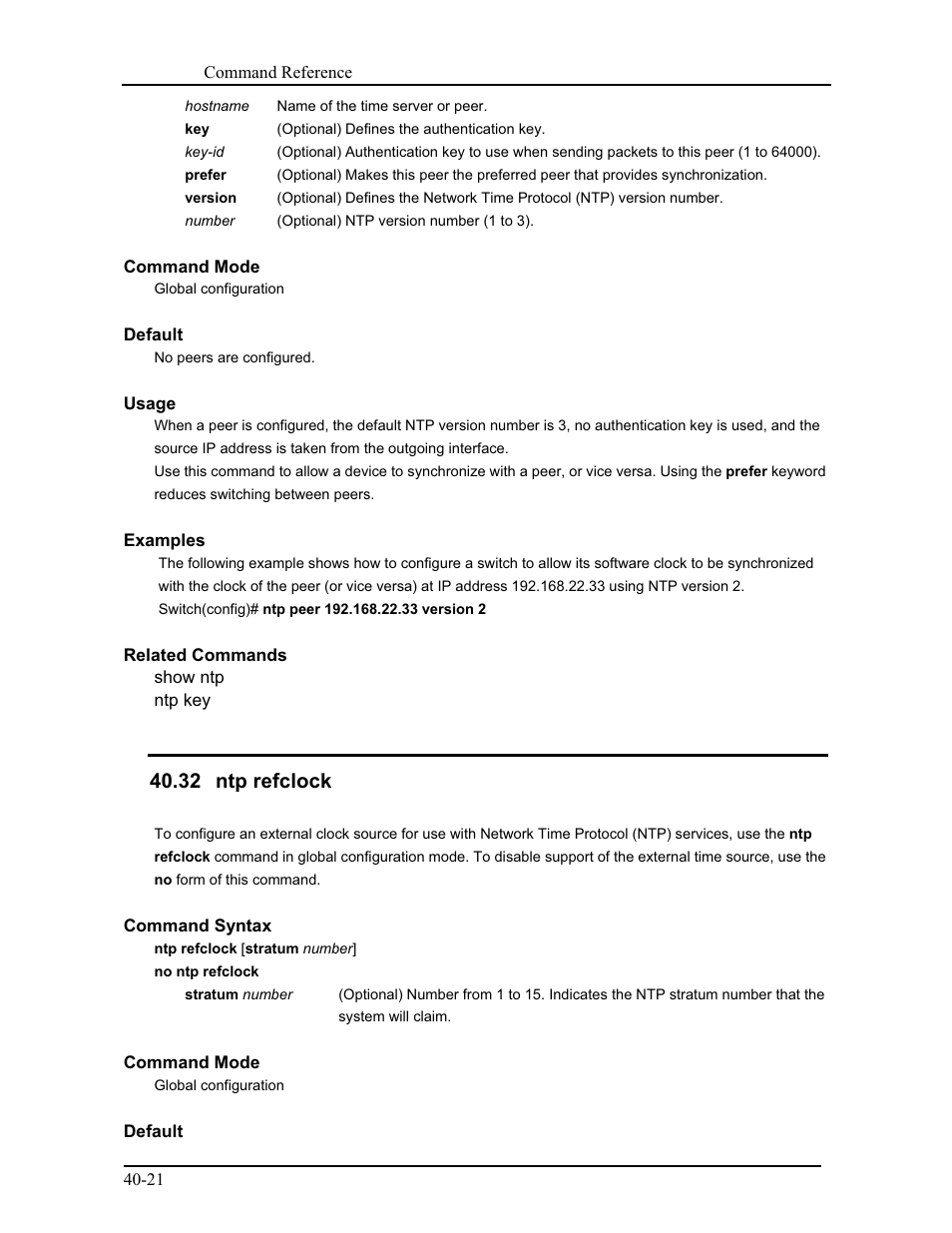 32 ntp refclock | CANOGA PERKINS 9171 Command Reference User Manual | Page 692 / 782