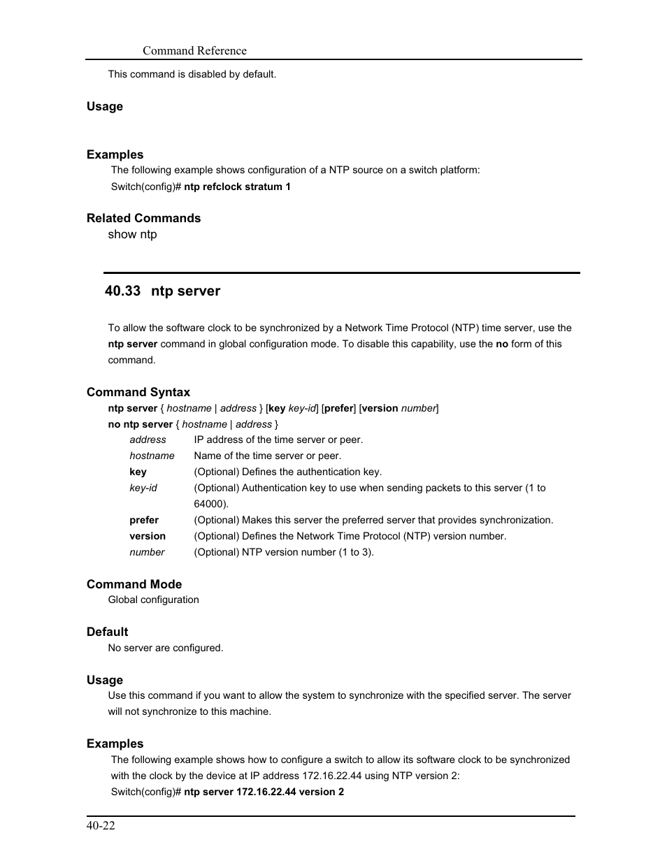 33 ntp server | CANOGA PERKINS 9171 Command Reference User Manual | Page 693 / 782