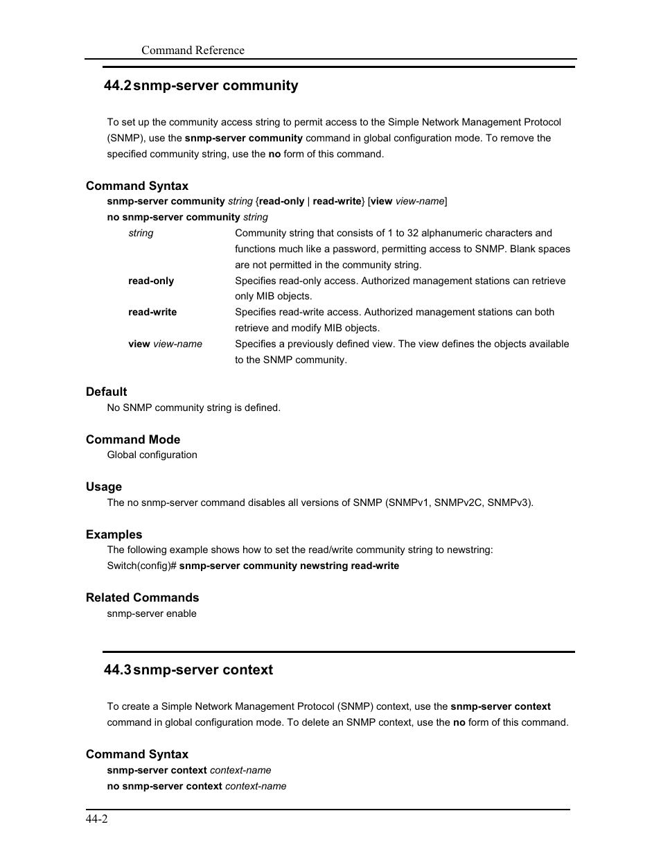 2 snmp-server community, 3 snmp-server context | CANOGA PERKINS 9171 Command Reference User Manual | Page 757 / 782