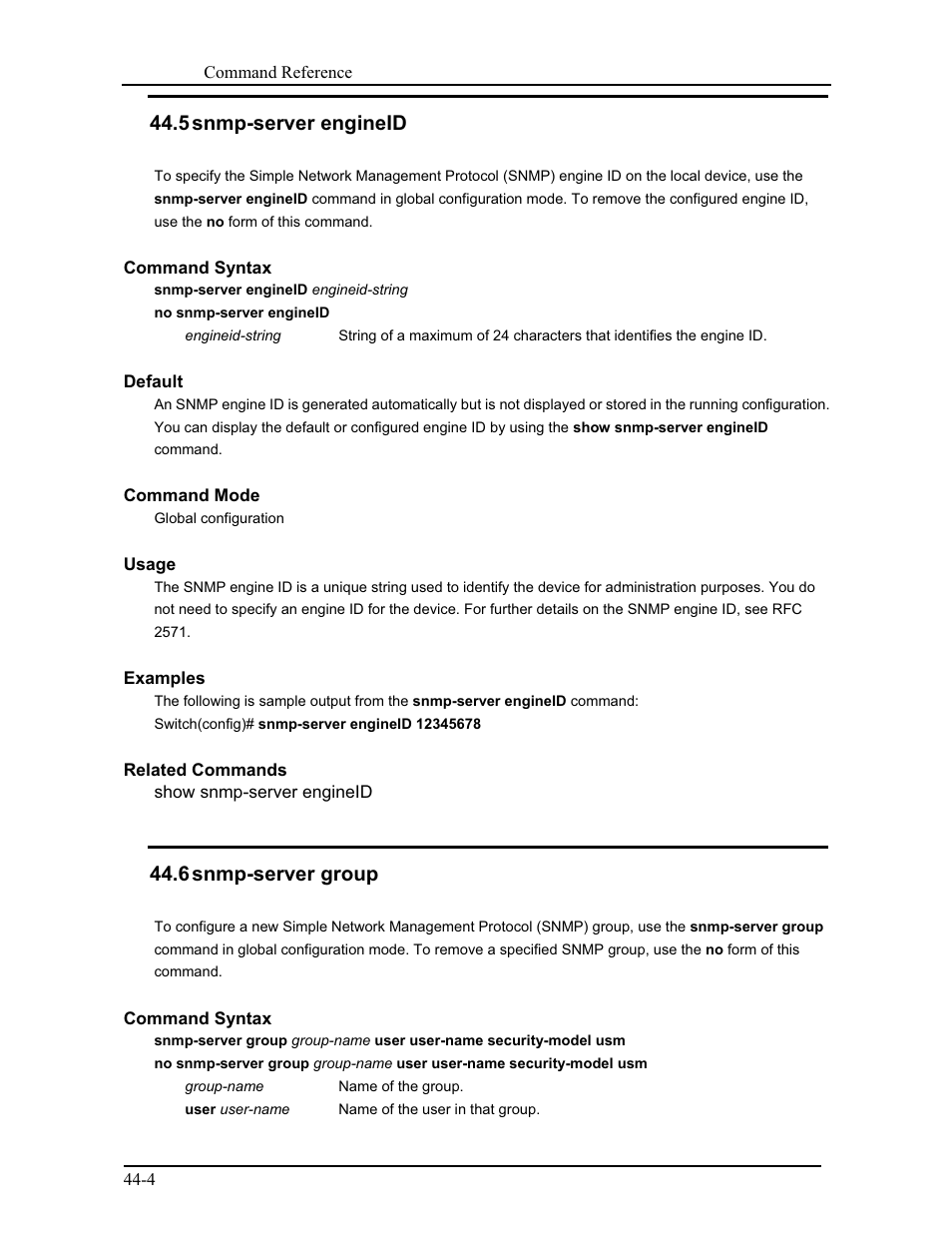 5 snmp-server engineid, 6 snmp-server group | CANOGA PERKINS 9171 Command Reference User Manual | Page 759 / 782