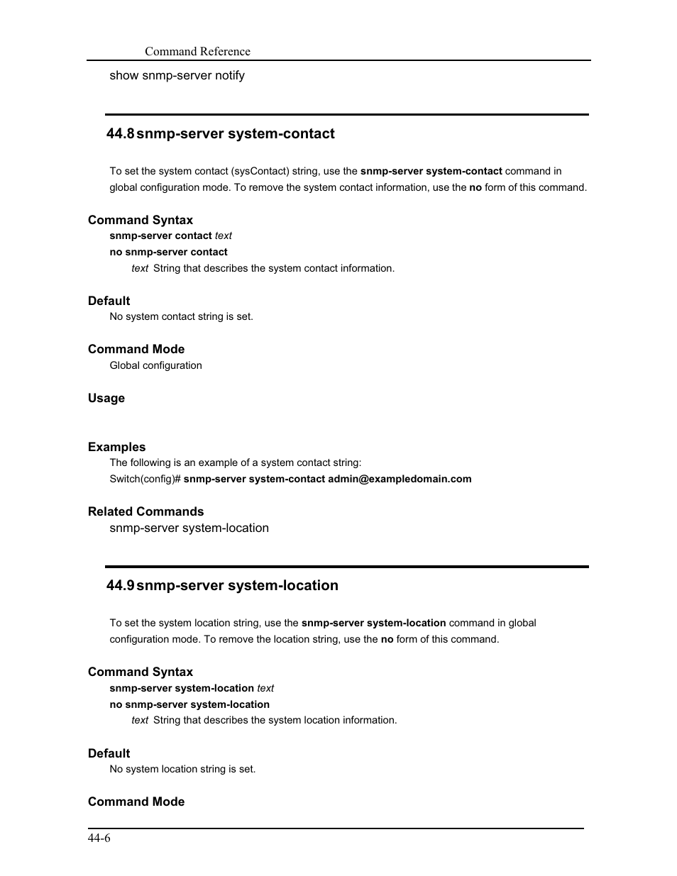 8 snmp-server system-contact, 9 snmp-server system-location | CANOGA PERKINS 9171 Command Reference User Manual | Page 761 / 782