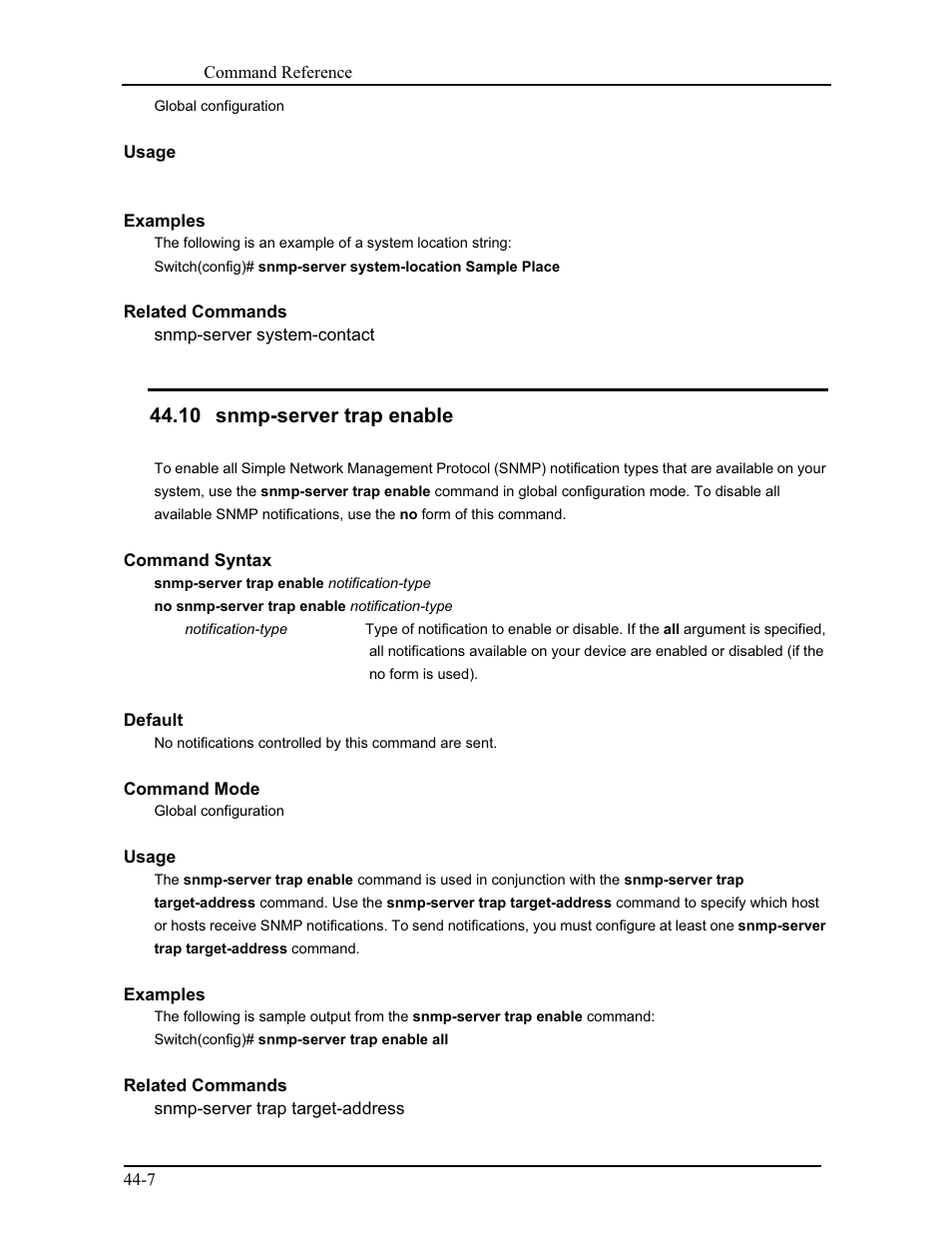 10 snmp-server trap enable | CANOGA PERKINS 9171 Command Reference User Manual | Page 762 / 782