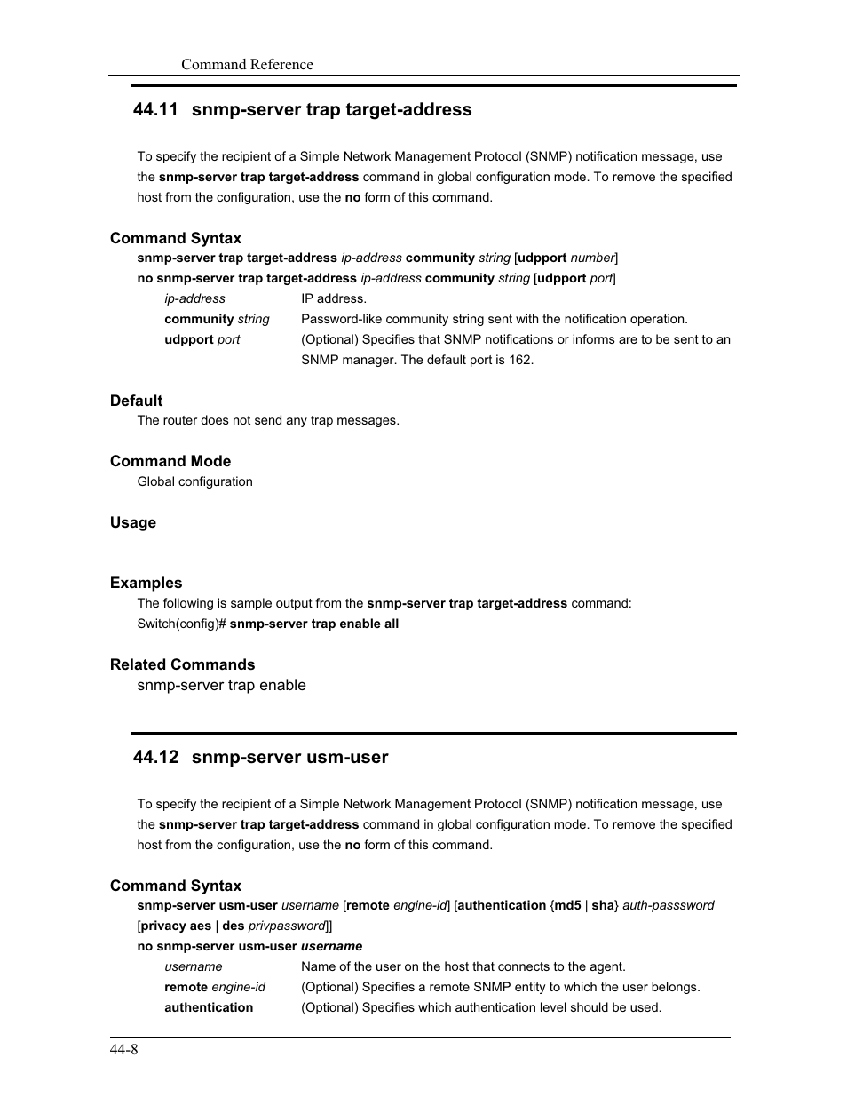 11 snmp-server trap target-address, 12 snmp-server usm-user | CANOGA PERKINS 9171 Command Reference User Manual | Page 763 / 782