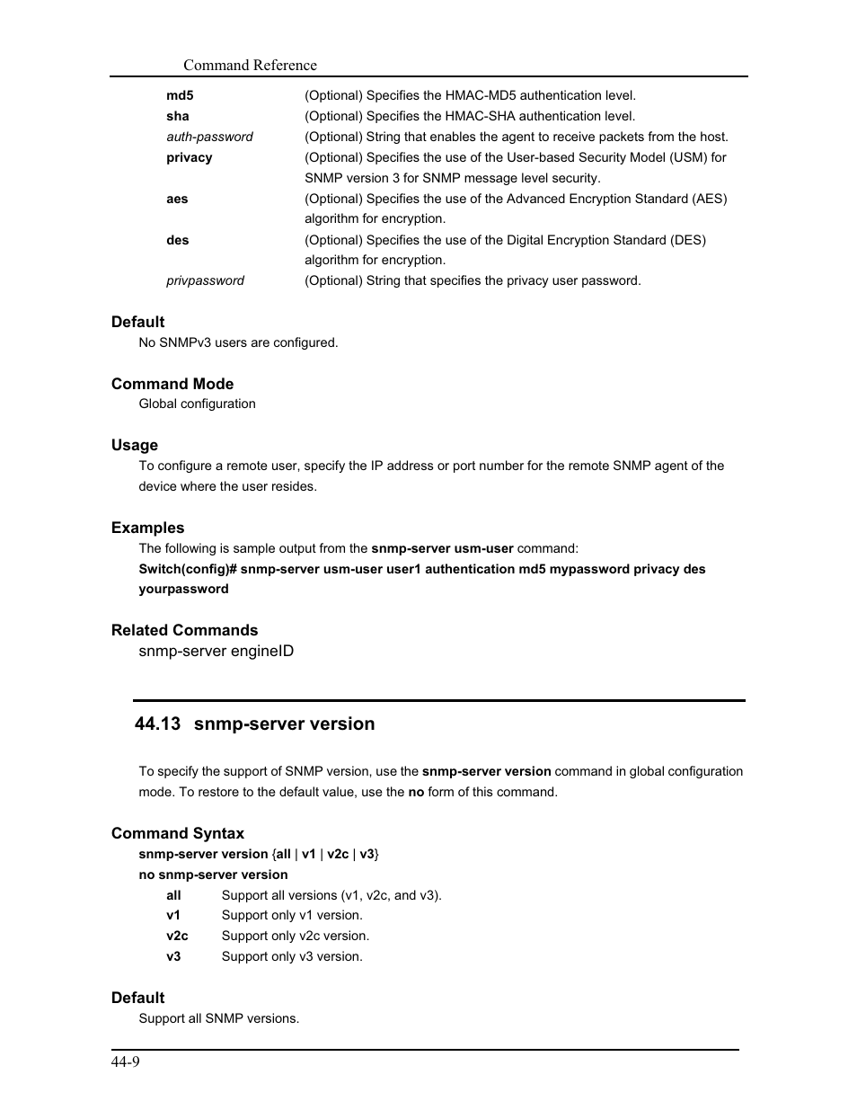 13 snmp-server version | CANOGA PERKINS 9171 Command Reference User Manual | Page 764 / 782