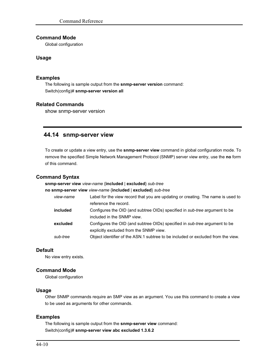 14 snmp-server view | CANOGA PERKINS 9171 Command Reference User Manual | Page 765 / 782