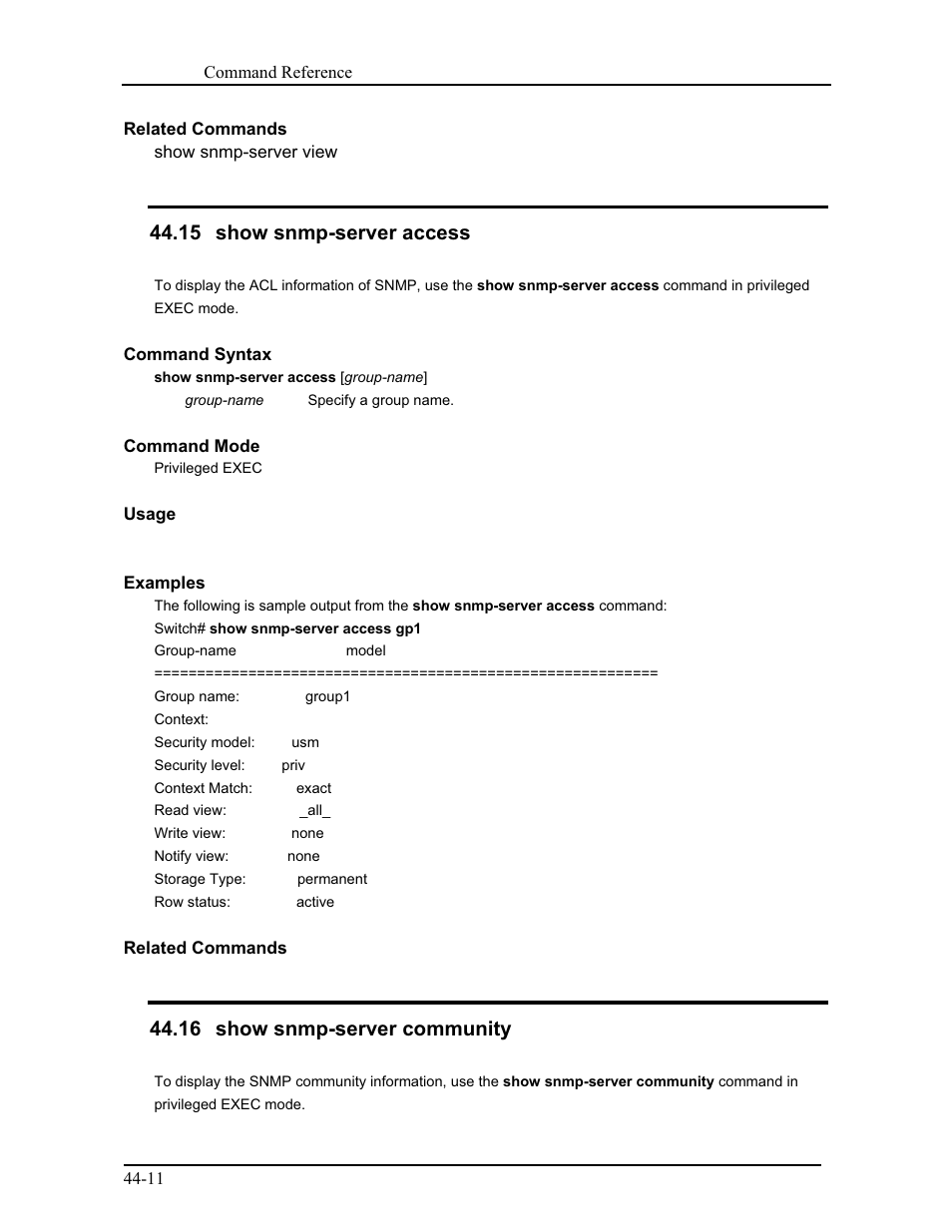 15 show snmp-server access, 16 show snmp-server community | CANOGA PERKINS 9171 Command Reference User Manual | Page 766 / 782