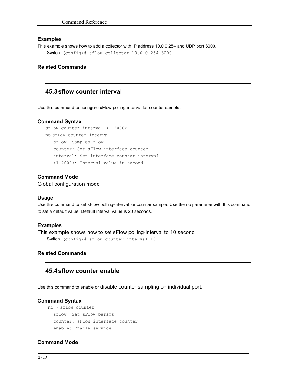 3 sflow counter interval, 4 sflow counter enable | CANOGA PERKINS 9171 Command Reference User Manual | Page 774 / 782