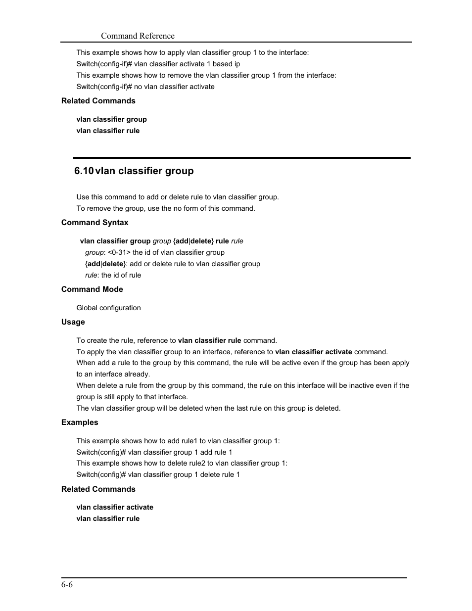 10 vlan classifier group | CANOGA PERKINS 9171 Command Reference User Manual | Page 96 / 782