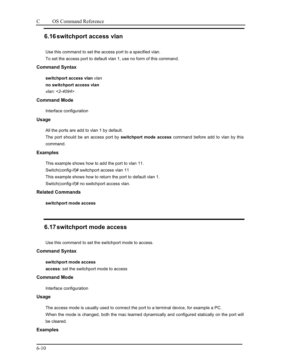 16 switchport access vlan, 17 switchport mode access | CANOGA PERKINS 9175 Command Reference User Manual | Page 100 / 790