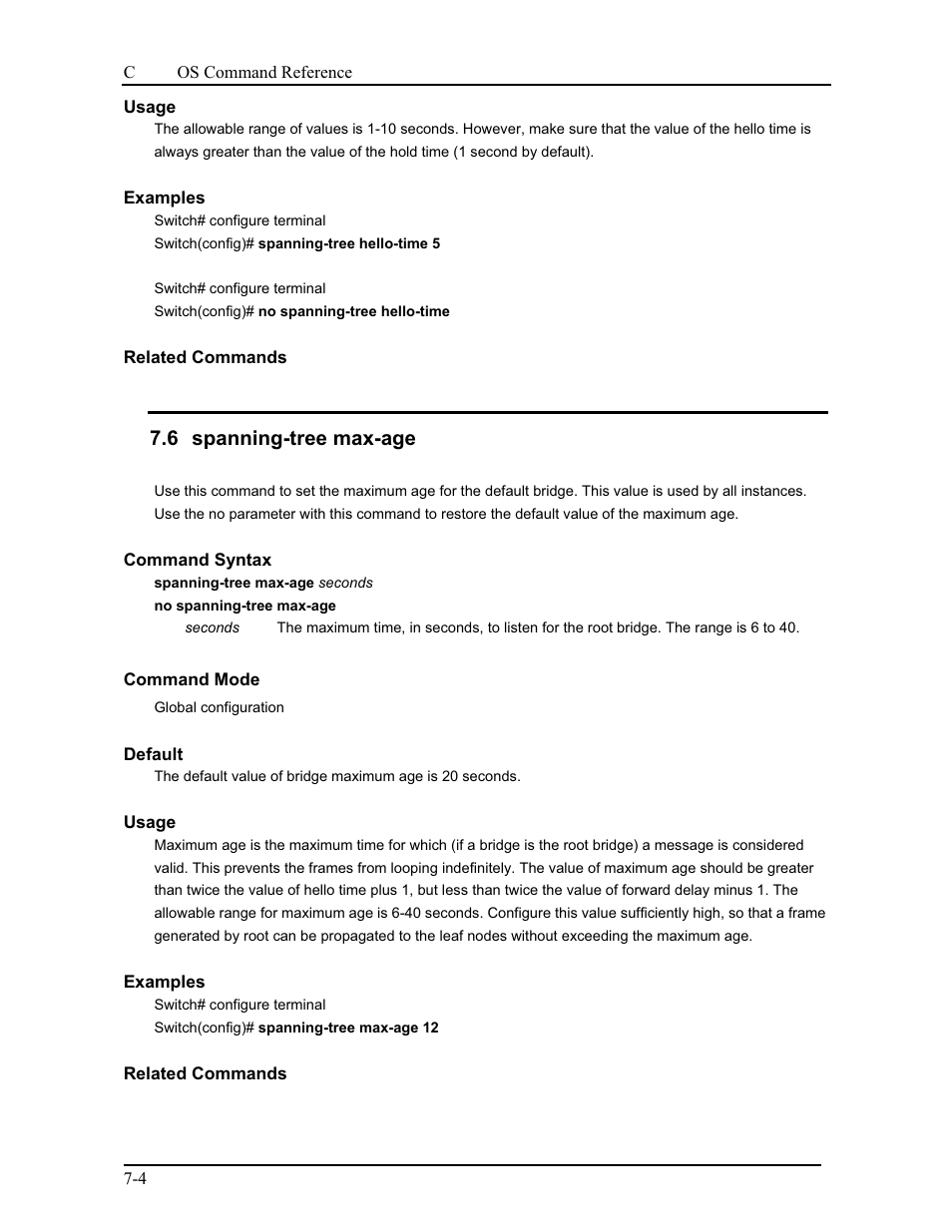 6 spanning-tree max-age | CANOGA PERKINS 9175 Command Reference User Manual | Page 107 / 790