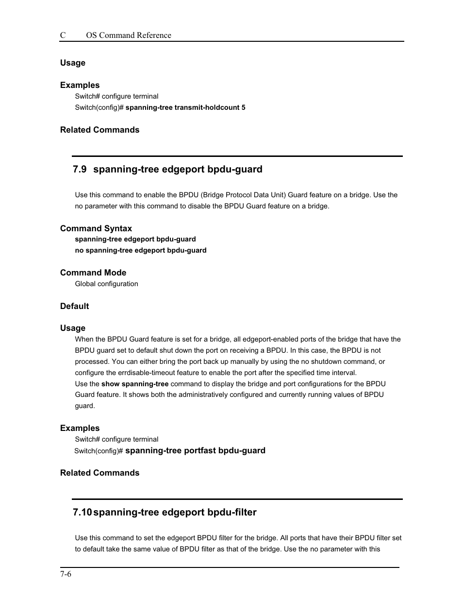 9 spanning-tree edgeport bpdu-guard, 10 spanning-tree edgeport bpdu-filter | CANOGA PERKINS 9175 Command Reference User Manual | Page 109 / 790