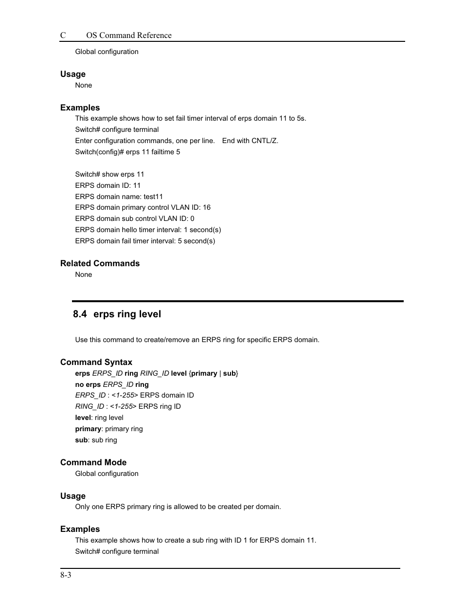 4 erps ring level | CANOGA PERKINS 9175 Command Reference User Manual | Page 139 / 790