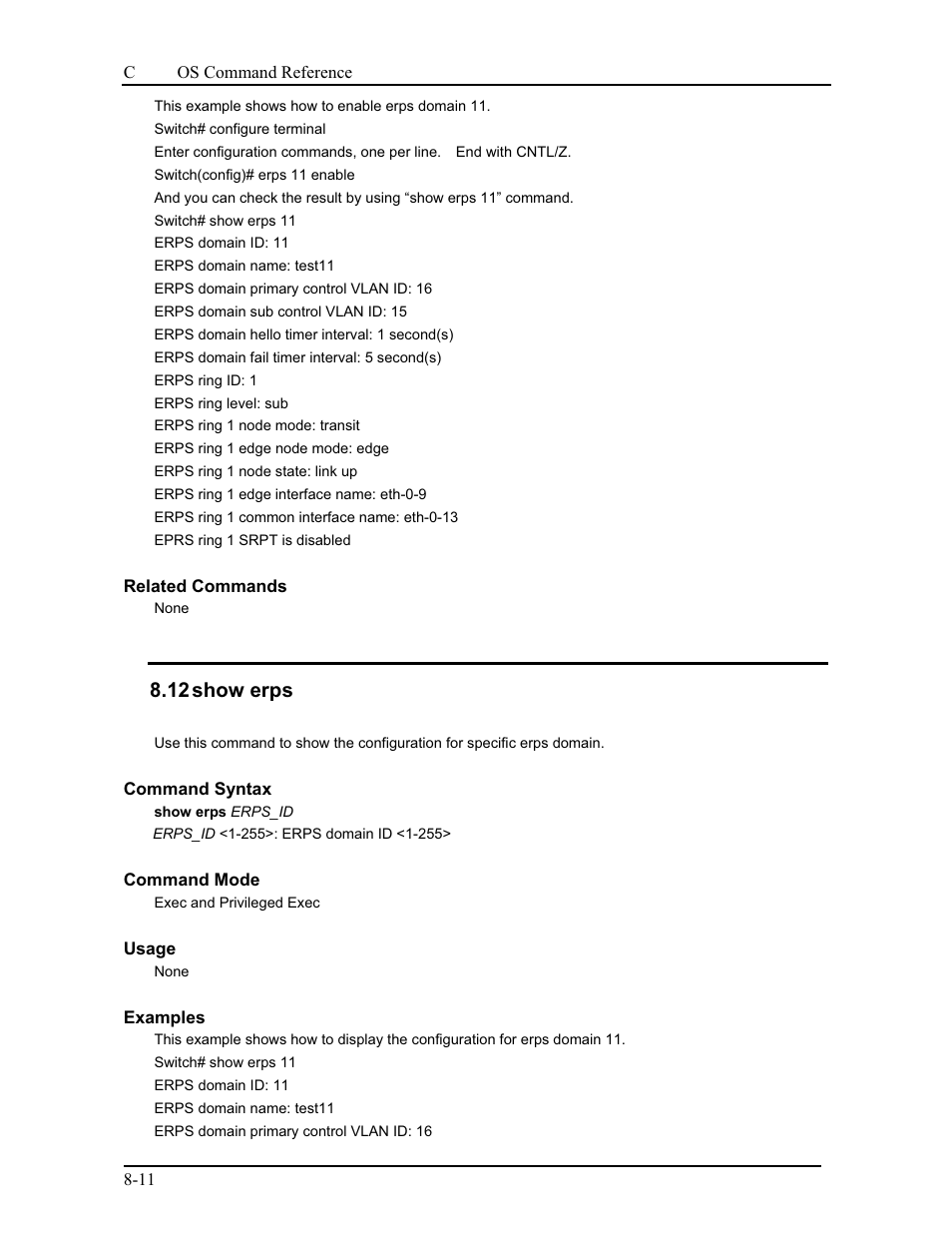 12 show erps | CANOGA PERKINS 9175 Command Reference User Manual | Page 147 / 790