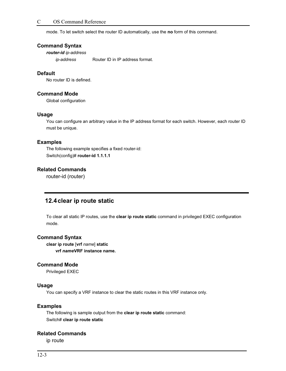 4 clear ip route static | CANOGA PERKINS 9175 Command Reference User Manual | Page 185 / 790