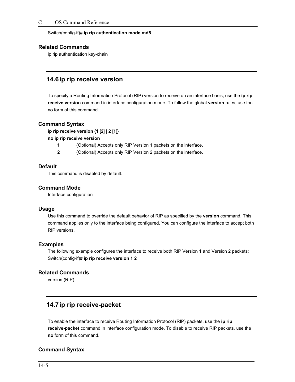 6 ip rip receive version, 7 ip rip receive-packet | CANOGA PERKINS 9175 Command Reference User Manual | Page 198 / 790