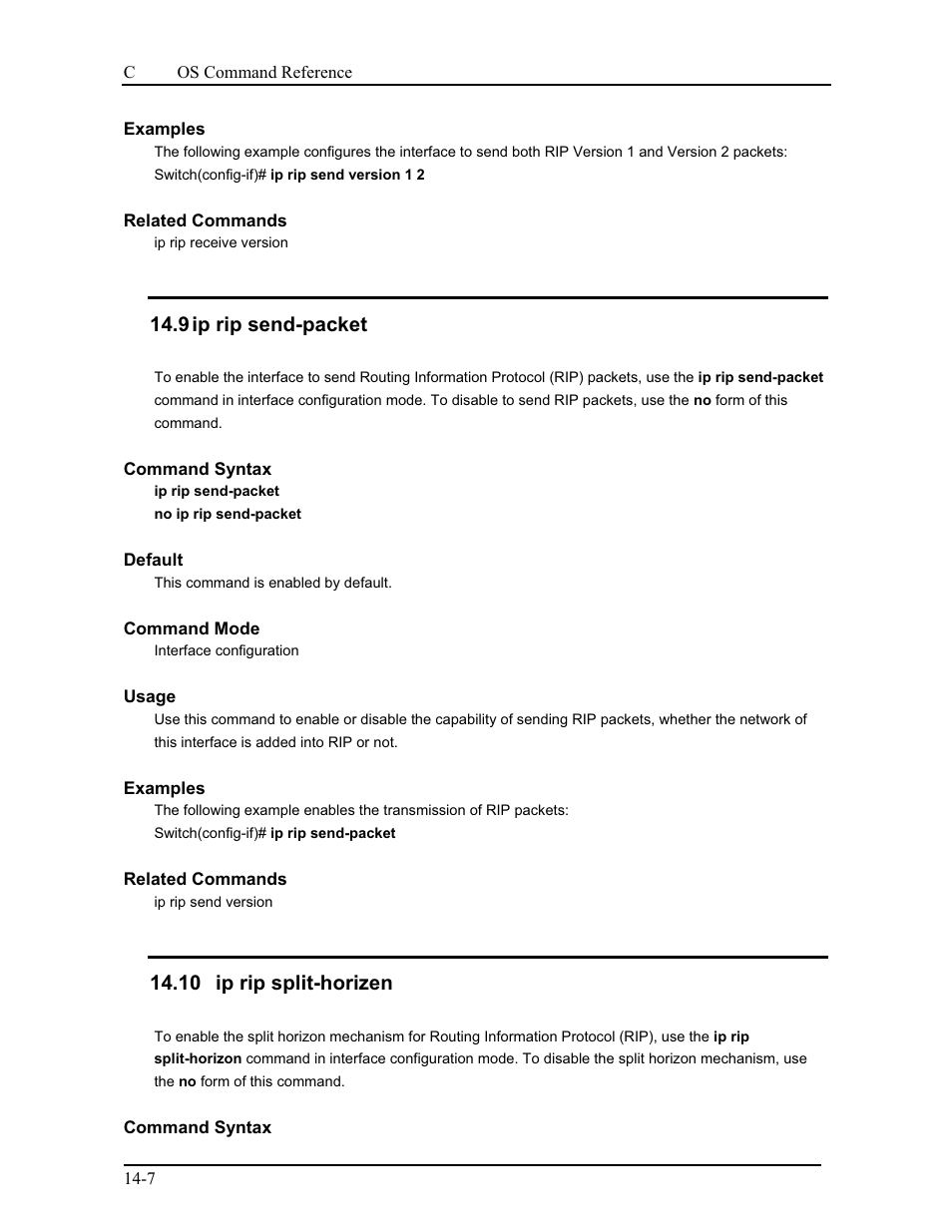 9 ip rip send-packet, 10 ip rip split-horizen | CANOGA PERKINS 9175 Command Reference User Manual | Page 200 / 790