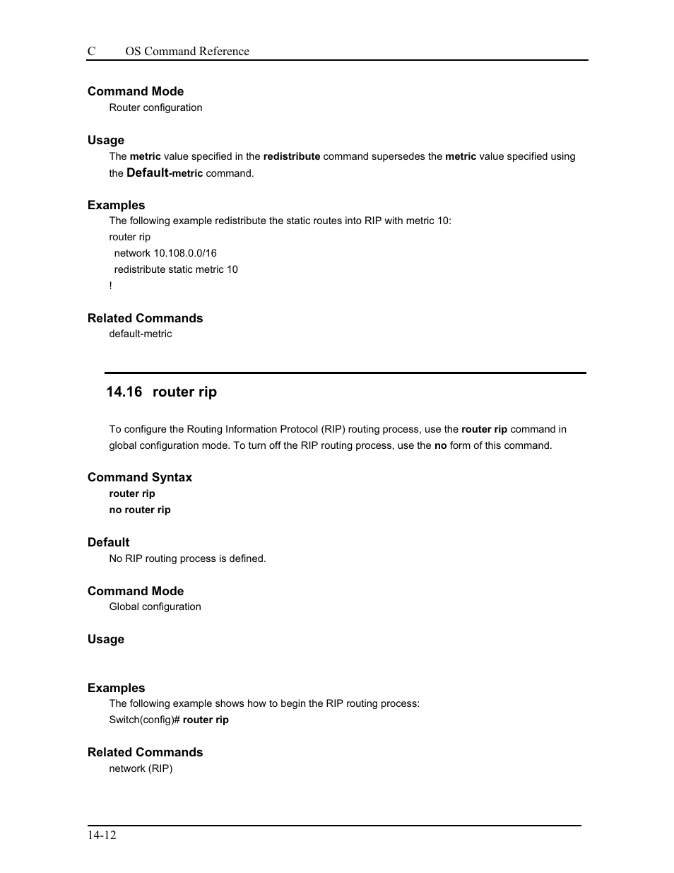 16 router rip | CANOGA PERKINS 9175 Command Reference User Manual | Page 205 / 790