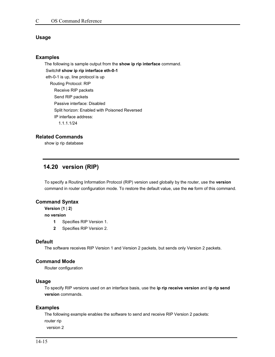 20 version (rip) | CANOGA PERKINS 9175 Command Reference User Manual | Page 208 / 790