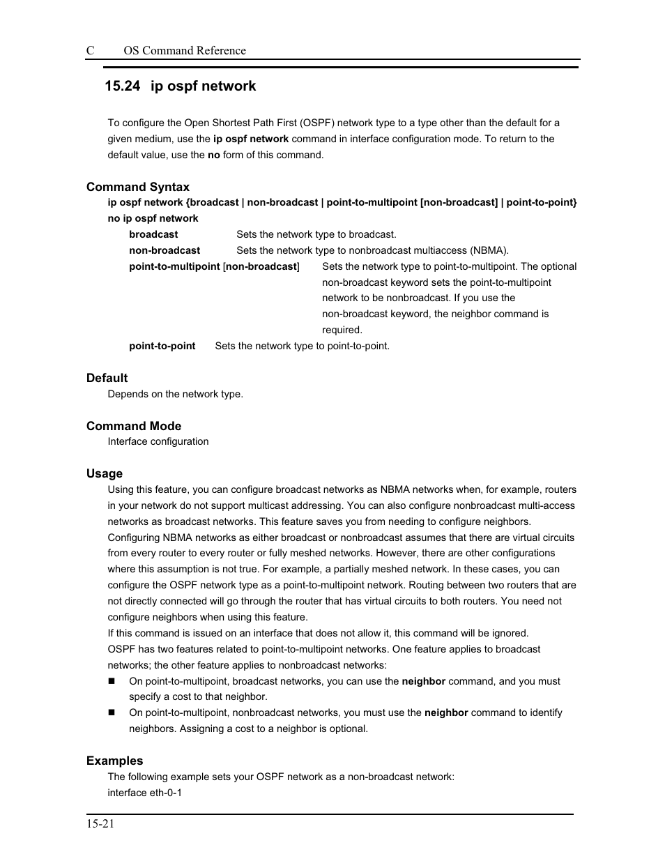 24 ip ospf network | CANOGA PERKINS 9175 Command Reference User Manual | Page 230 / 790