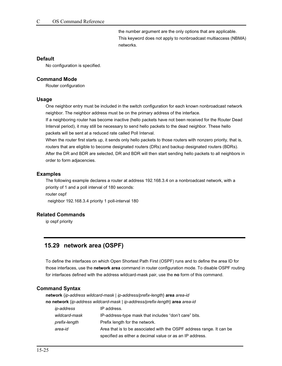 29 network area (ospf) | CANOGA PERKINS 9175 Command Reference User Manual | Page 234 / 790