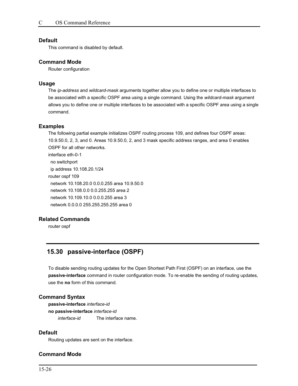 30 passive-interface (ospf) | CANOGA PERKINS 9175 Command Reference User Manual | Page 235 / 790