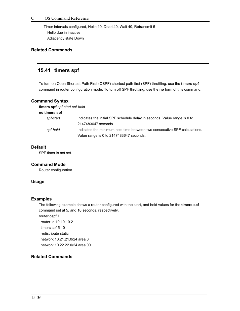 41 timers spf | CANOGA PERKINS 9175 Command Reference User Manual | Page 245 / 790