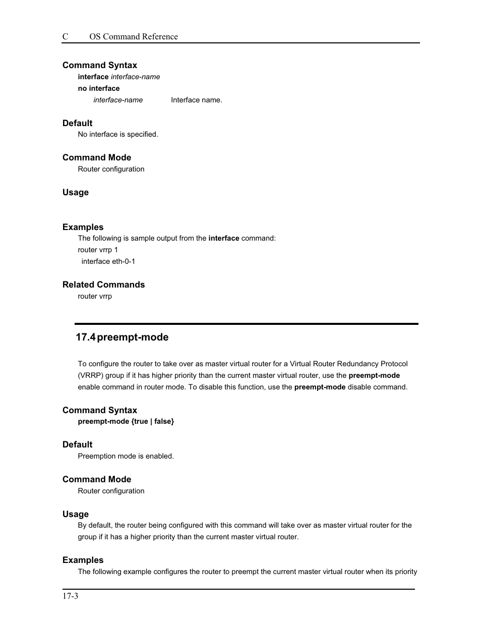 4 preempt-mode | CANOGA PERKINS 9175 Command Reference User Manual | Page 315 / 790