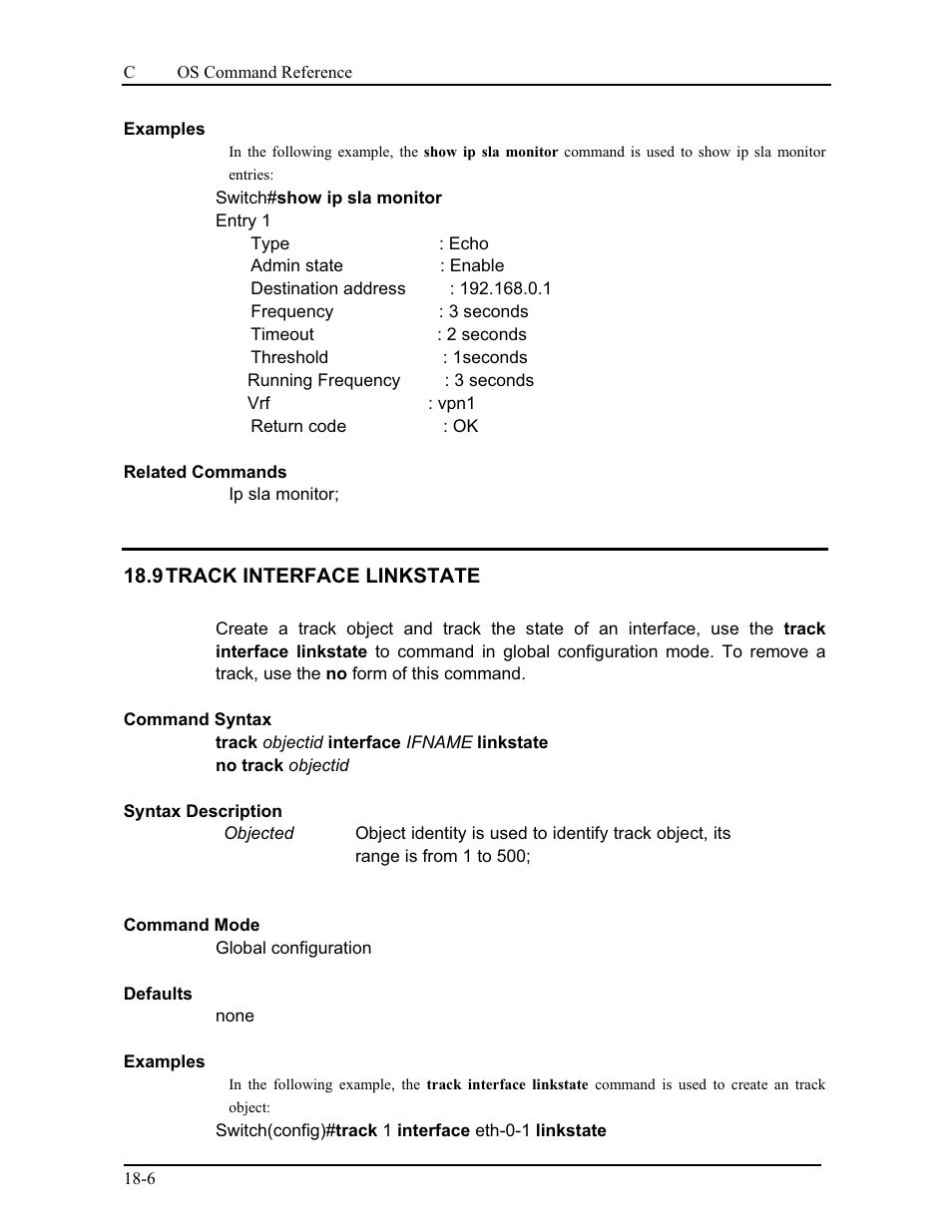 9 track interface linkstate | CANOGA PERKINS 9175 Command Reference User Manual | Page 325 / 790