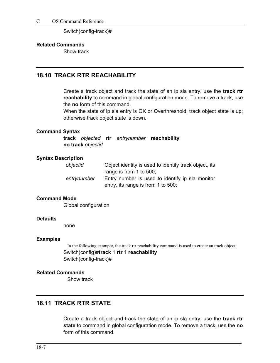 10 track rtr reachability, 11 track rtr state | CANOGA PERKINS 9175 Command Reference User Manual | Page 326 / 790