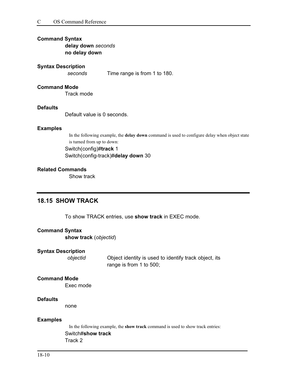 15 show track | CANOGA PERKINS 9175 Command Reference User Manual | Page 329 / 790