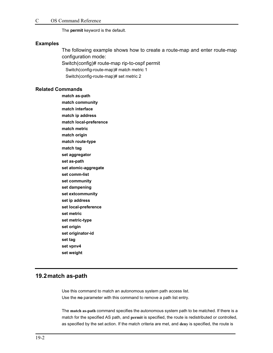 2 match as-path | CANOGA PERKINS 9175 Command Reference User Manual | Page 333 / 790