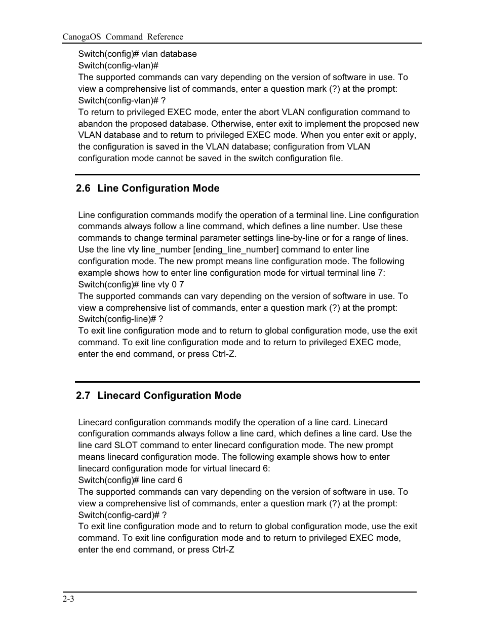 6 line configuration mode, 7 linecard configuration mode | CANOGA PERKINS 9175 Command Reference User Manual | Page 34 / 790