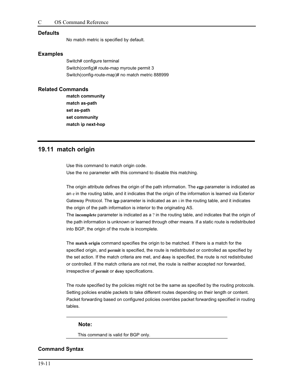 11 match origin | CANOGA PERKINS 9175 Command Reference User Manual | Page 342 / 790