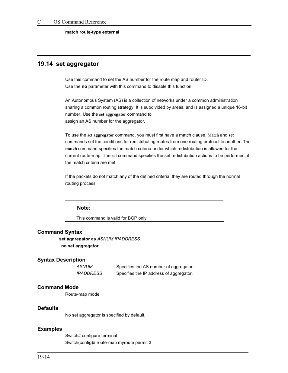 15 set as-path, 14 set aggregator | CANOGA PERKINS 9175 Command Reference User Manual | Page 345 / 790