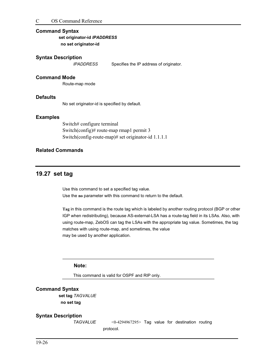 27 set tag | CANOGA PERKINS 9175 Command Reference User Manual | Page 357 / 790